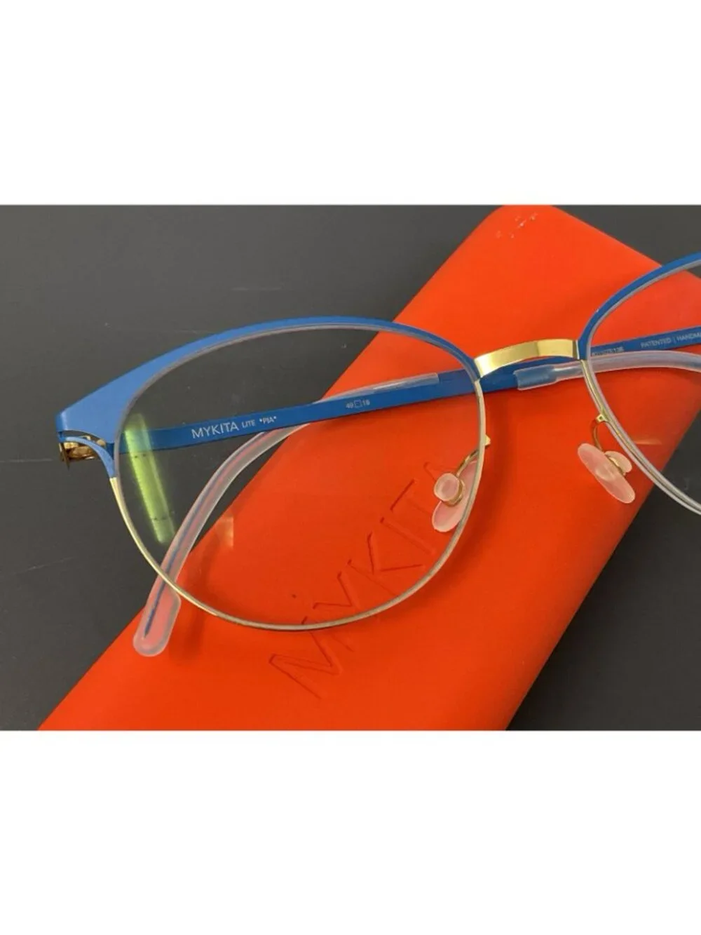 Mykita Lite Pia Eyeglasses Frame Germany Blue Gold 49 [] 16